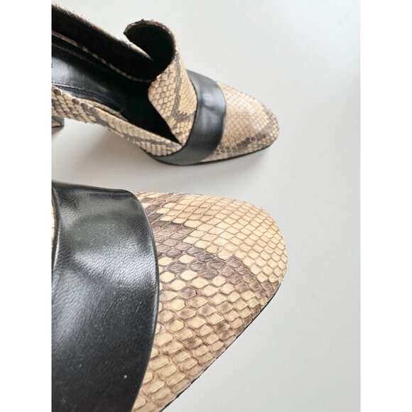 CELINE Phoebe Philo Snakeskin Black Leather High Heel Stiletto Pumps, Size 37.5 - Picture 7 of 16